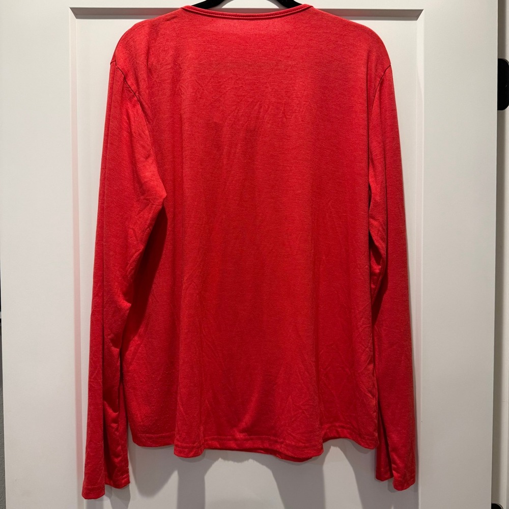 Classic Casual Red Long Sleeve Square Neck Blouse Women's 1XL Lightweight - Picture 2 of 7